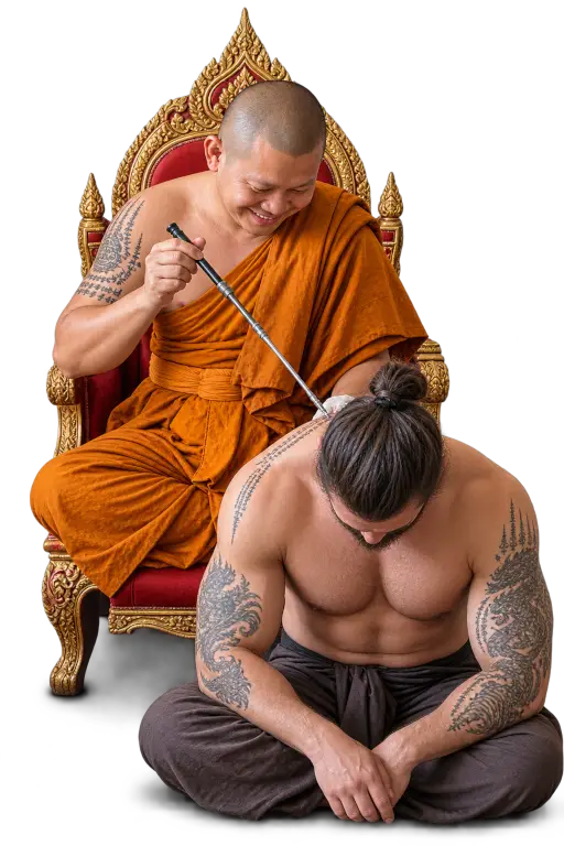 Sak Yant Monk making Thai Tattoo